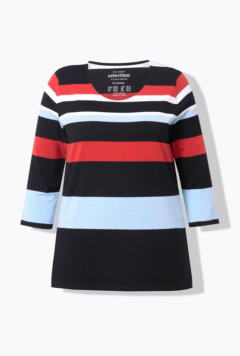 Immagine prodotto Ulla Popken Maglia in cotone Pima con righe, scollo a girocollo e maniche a 3/4 (60)
