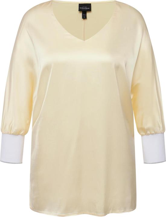 Immagine prodotto Ulla Popken Blusa con raso, scollo a V e maniche a 3/4 a pipistrello (54)