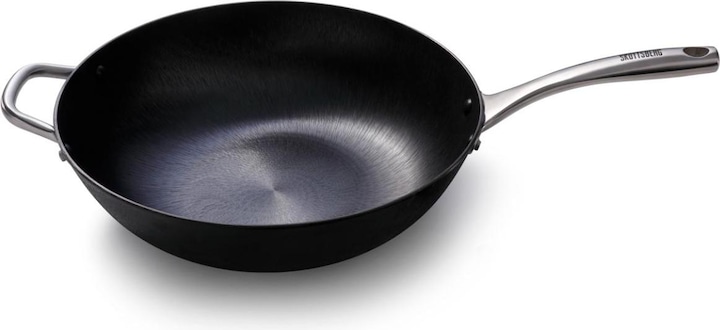 Actual product image Skottsberg Wok Cast Iron 34, PFOA free, light cast iron, stainless steel handle (34 cm, Wok, Cast iron)
