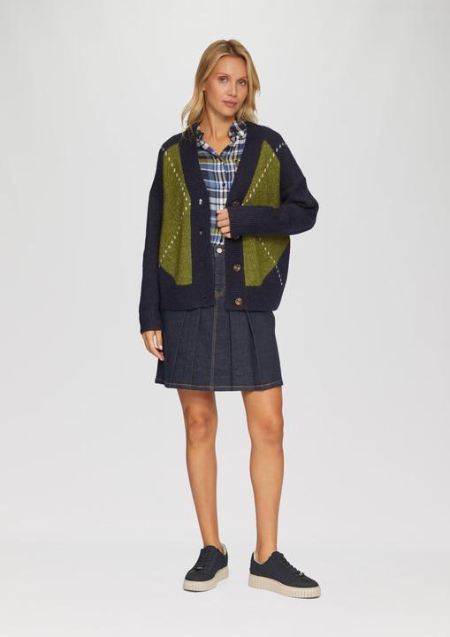 Produktbild S.Oliver Strickjacke Oversized Wollmix-Strickjacke mit Argyle-Muster (36)