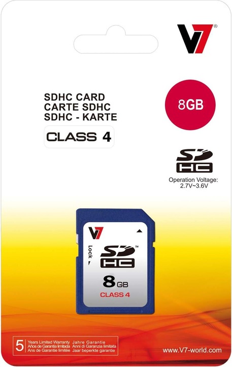 Image du produit V7 Carte Sd 8gb Sdhc Cl4 (8 Go, SDHC)