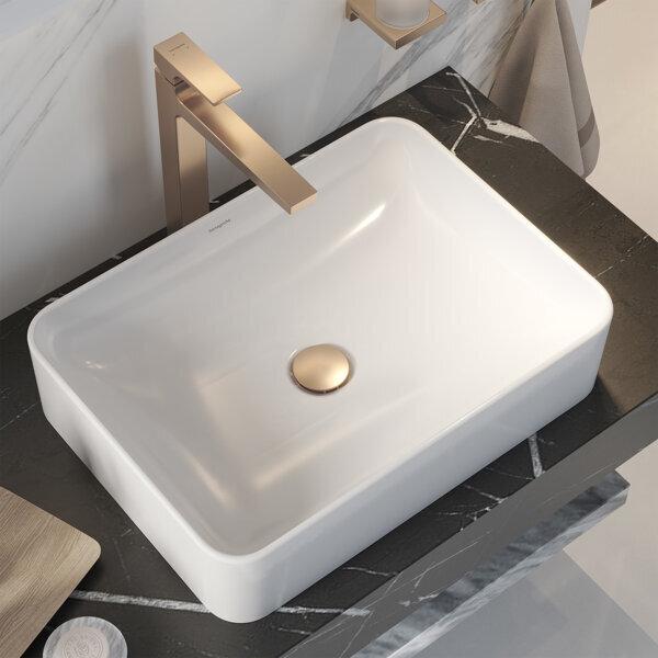 Produktbild Magni hansgrohe Aufsatzwaschtisch Xuniva Q 550x400mm, ohne Hahnloch/Überlauf, weiss (400 mm, 550 mm)