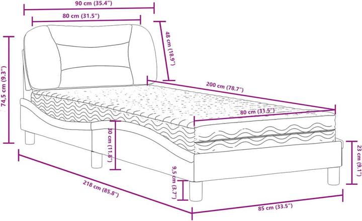 Produktbild vidaXL Bett (80 x 200 cm)