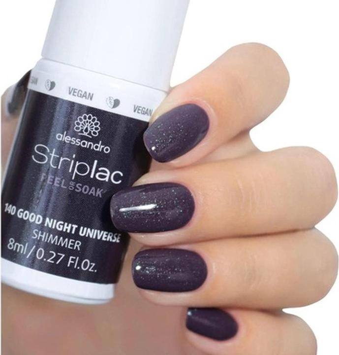 Produktbild Alessandro Striplac Peel or Soak Good Night Universe 8 ml (Glitter, Grau, Schwarz, Abziehbarer Nagellack)
