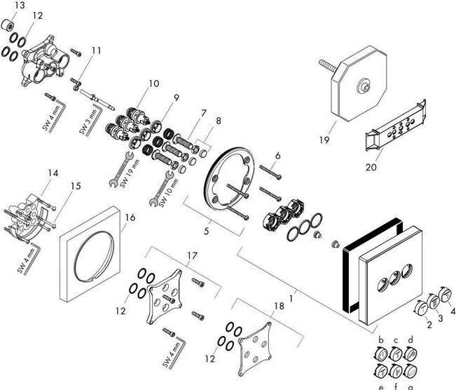 Image du produit hansgrohe HG Set de montage final SHOWERSELECT GLAS f UP-Valve 3 consommateurs blanc/chrome