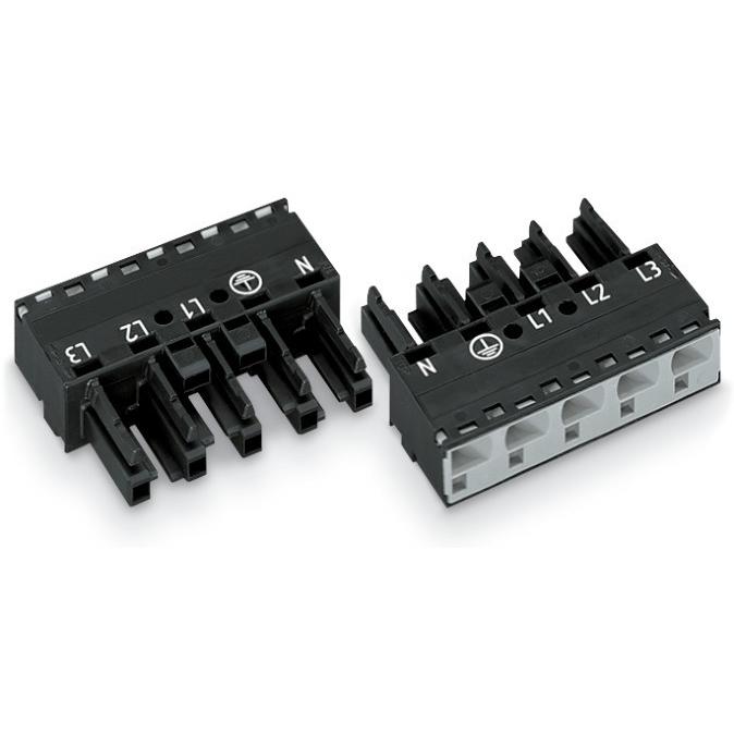 50x Wago Netz-Steckverbinder WINSTA MID, Elektronikkabel + Stecker, Schwarz