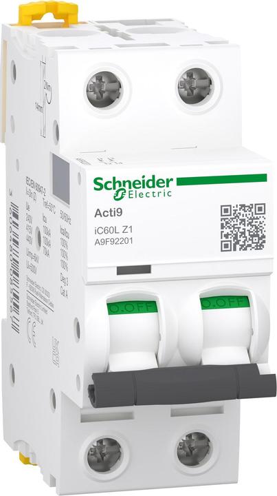 Produktbild Schneider Electric SE A9F92201 LS-Schalter IC60L 2P 1A Z