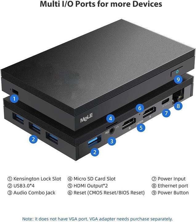 Actual product image Mele Lüfterloser Mini PC Quieter2Q mit Windows 11 Pro (4 GB)