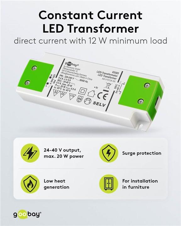 Actual product image Goobay LED constant current transformer