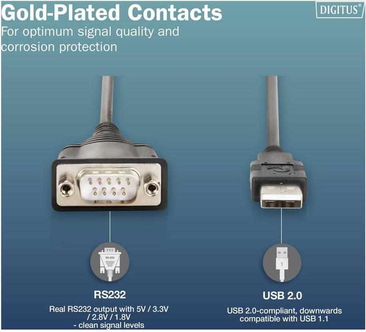 Image du produit Digitus USB auf DB9 RS232 Kabel mit FT232RNL (1.80 m)