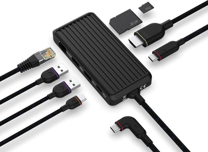 Produktbild Unisynk 8 Port USB-C Hub V2 4K 60Hz 100W Black (USB-C, 4 Ports)