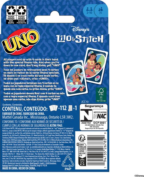 Productafbeelding Mattel Games UNO Lilo & Stich (Hongaars, Pools, Russisch, 2 - 10 Spelers)