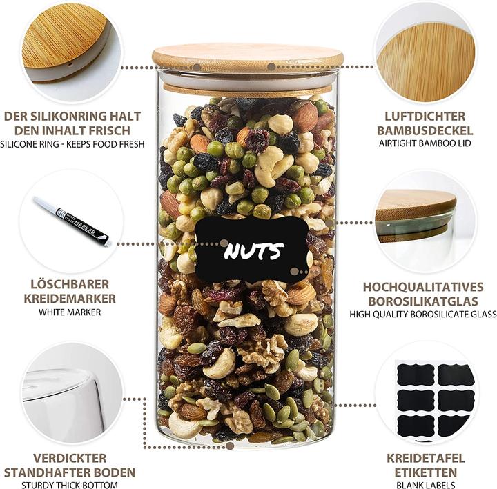 Produktbild Deco haus Vorratsgläser-Set mit Deckel (1.40 l)