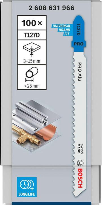 Image du produit Bosch Professional Zubehör PRO Alu T127D Lame de scie sauteuse, 100 mm, 100 pcs.