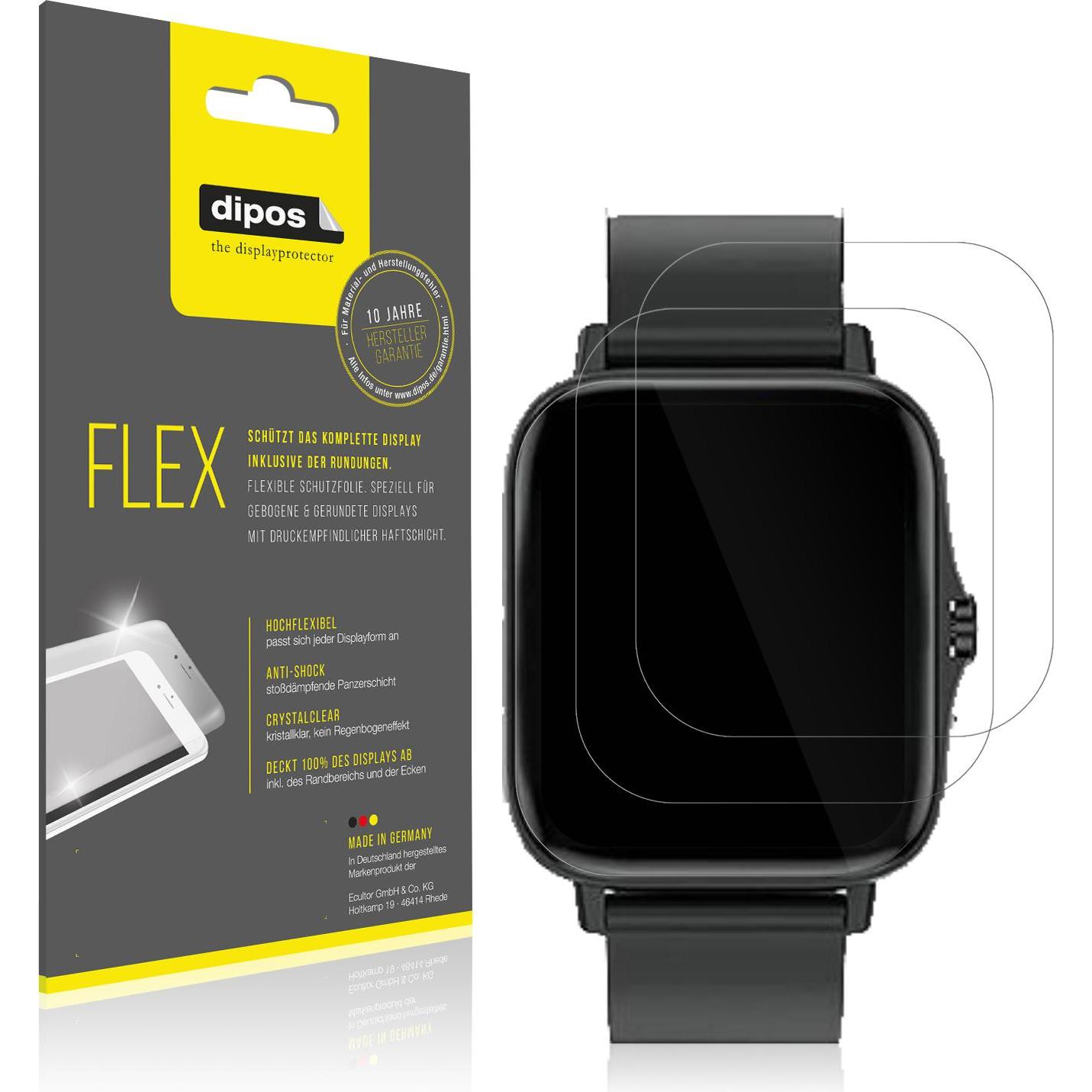 Dipos Displayschutzfolie Full-Cover 3D, Smartwatch Schutzfolie, Transparent