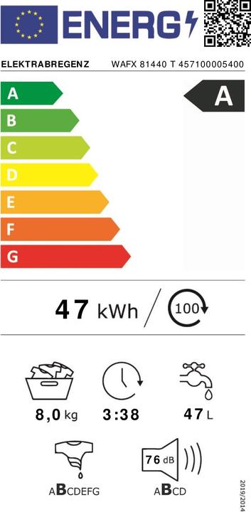 Energie-Label Elektrabregenz WAFX 81440 T (8 kg, Links)