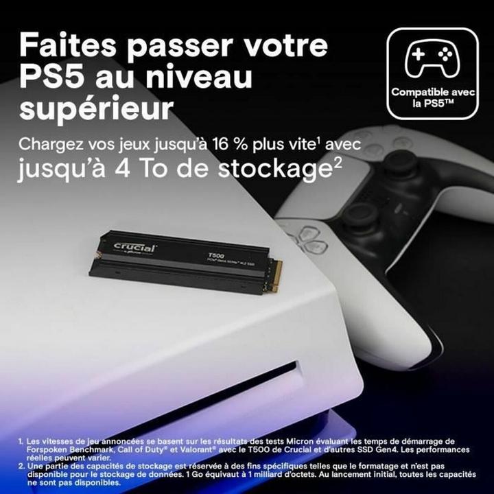 Actual product image Crucial T500 mit Kühlkörper (4000 GB, M.2 2280)