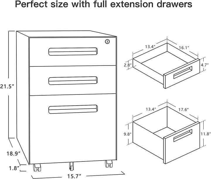 Actual product image Dripex Rollcontainer mit 3 Schubladen (39 x 45 x 60 cm)