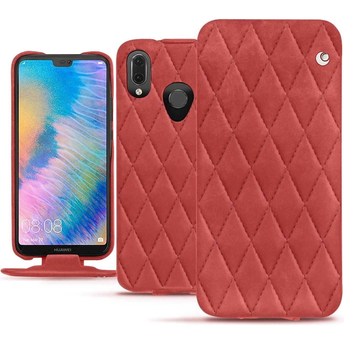 Noreve Lederschutzhülle vertikal (Huawei P20 Lite), Smartphone Hülle, Rot