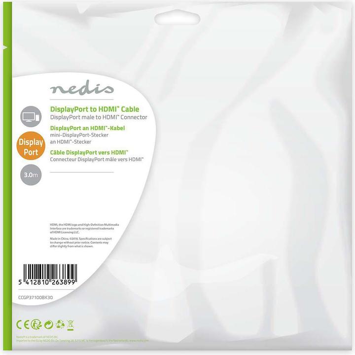 Produktbild Nedis Video- / Audiokabel (3 m, DisplayPort, 1.1)