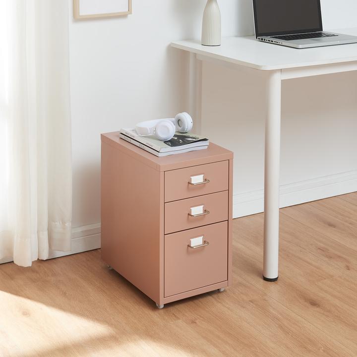 Produktbild En.Casa Rollcontainer Kökar mit 3 Schubladen 48x28x41 cm Hellbraun (48 x 28 x 41 cm)