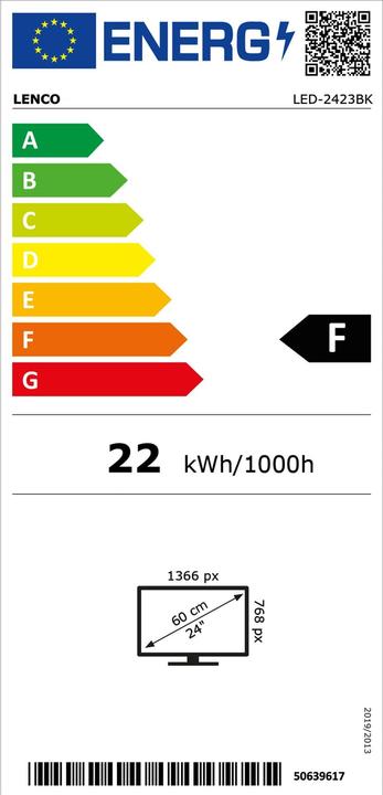 Energielabel Lenco LED-2423BK (25", LED, HD)