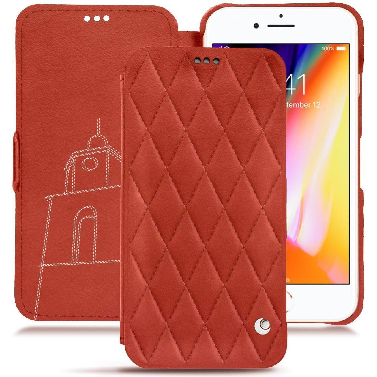 Noreve Lederschutzhülle horizontal (Apple iPhone 8), Smartphone Hülle, Orange