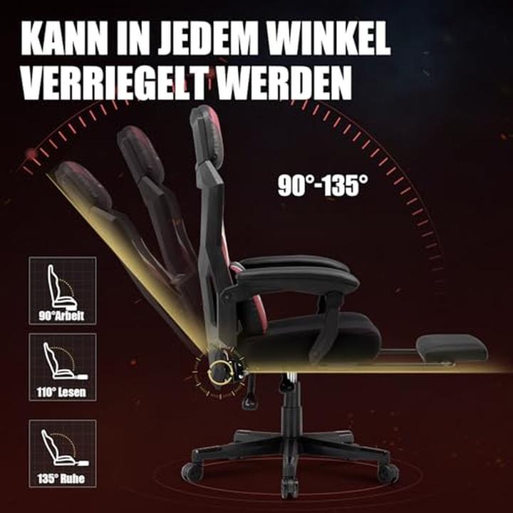 Produktbild Gtplayer Gamingstuhl mit Fussstütze, ergonomischer Bürostuhl mit Netzrückenlehne für Zuhause und Büro