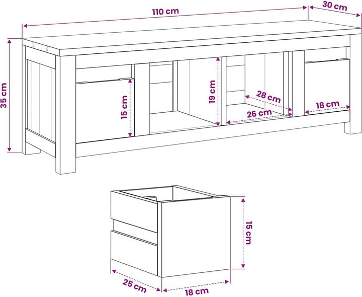 Produktbild vidaXL Schrank Möbel (30 x 110 x 35 cm)