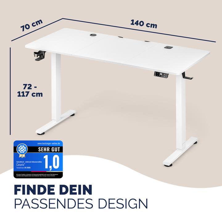 Image du produit Casaria Höhenverstellbarer Schreibtisch (140 x 70 x 72 cm)