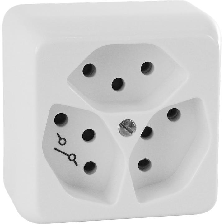 Actual product image Mica AP socket 3xT13 white separated