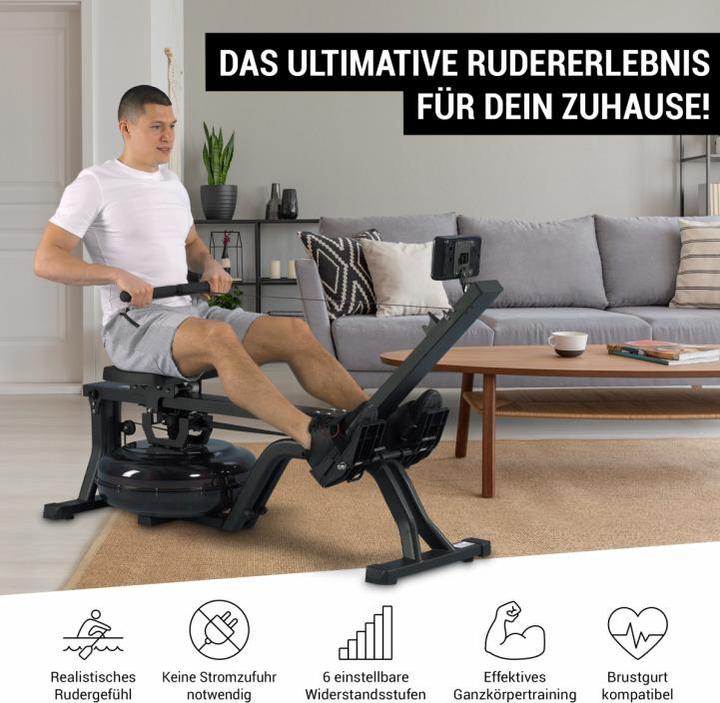 Actual product image Gorilla Sports Water rowing machine with training computer