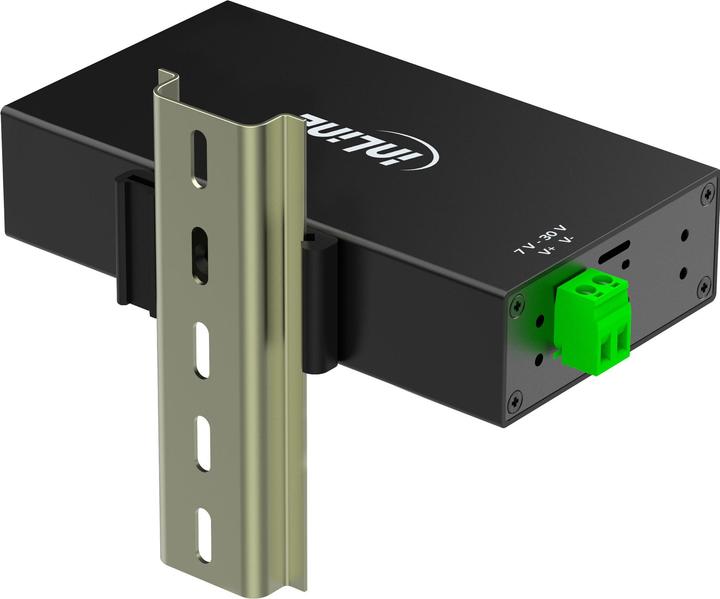 Produktbild InLine ® USB 3.2 Gen.1 Industrie-Hub, 7 Port, Aluminiumgehäuse, mit Netzteil (USB-B, 7 Ports)