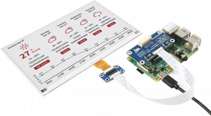 Image du produit WaveShare 800×480 7.5inch 3 couleurs E-Ink Display Raspberry Pi HAT