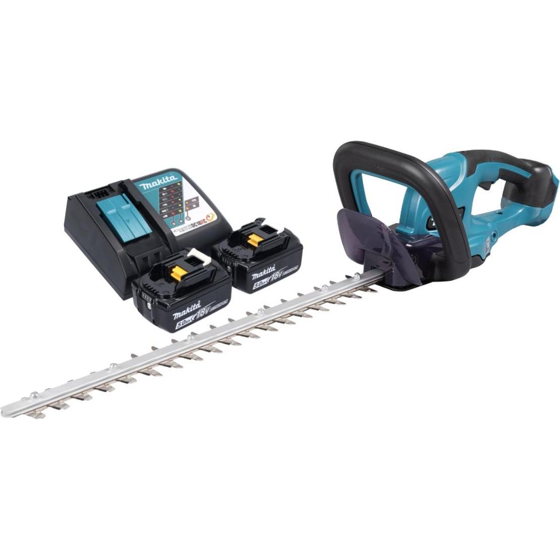 Makita, Heckenschere, DUH 507 RT2 Akku Heckenschere 18 V 50 cm + 2x Akku 5,0 Ah + Ladegerät (Akkuheckenschere)