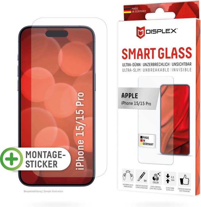 Produktbild Displex Smart Glass (1 Stück, Apple iPhone 15, Apple iPhone 15 Pro)