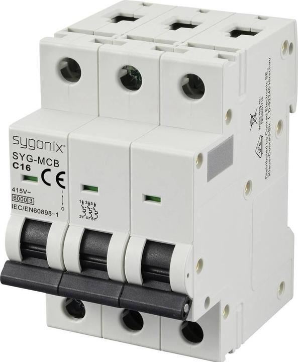 Image du produit Sygonix SY-6441084 SYG-MCB 3P/C16/6KA Disjoncteur tripolaire 16 A 415