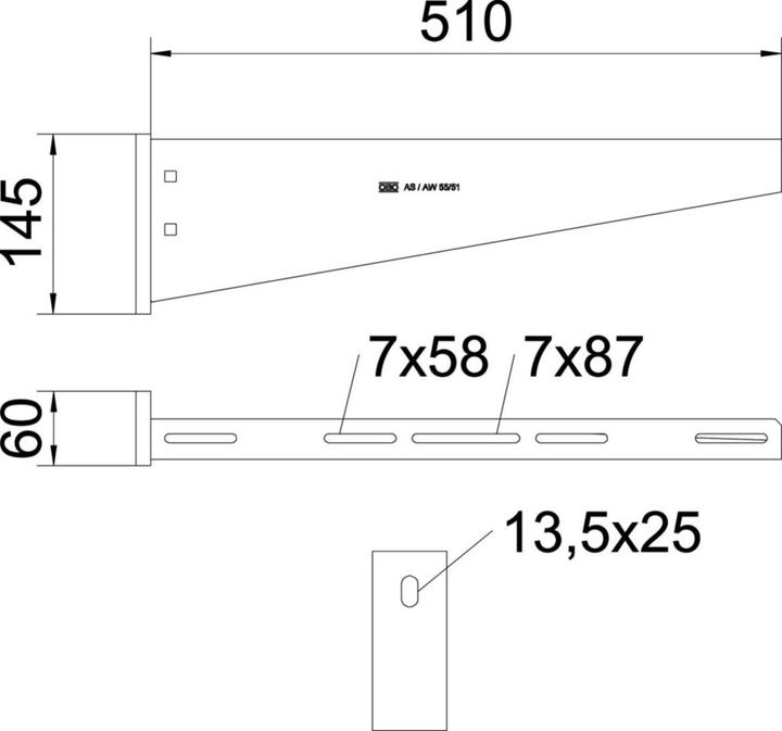 Produktbild OBO Bettermann OBO AW 55/51 FT 510mm Wand-/Stielausleger (Kabel)