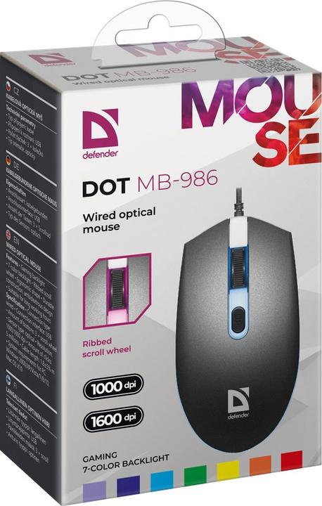 Produktbild Defender MAUS DOT MB-986 OPTISCH 7 FARBEN 1000dpi 4P (Kabelgebunden)