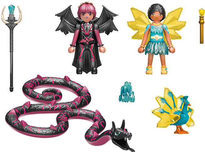Produktbild Playmobil Crystal Fairy und Bat Fairy mit Seelentieren (70803, Playmobil Ayuma)