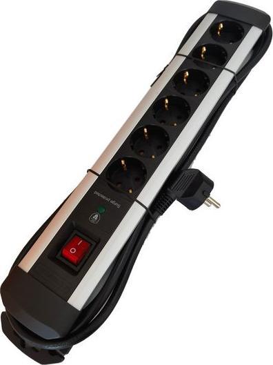 Actual product image RS PRO 3m 6 Socket Type F - German Schuko Extensio (3 m, CEE 7/3)