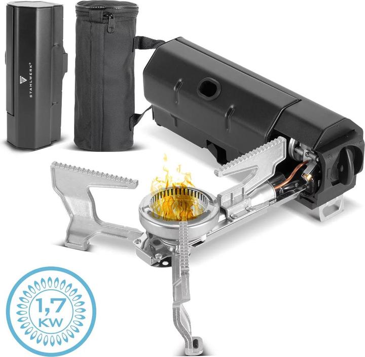 Produktbild Stahlwerk Campingkocher faltbar, klappbarer Gaskocher Outdoor Butangas Kocher