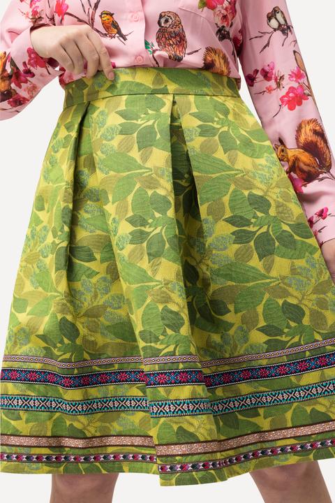 Produktbild Ulla Popken Rock, A-Linie, Jacquard-Blütenmuster, Zierbänder (48)