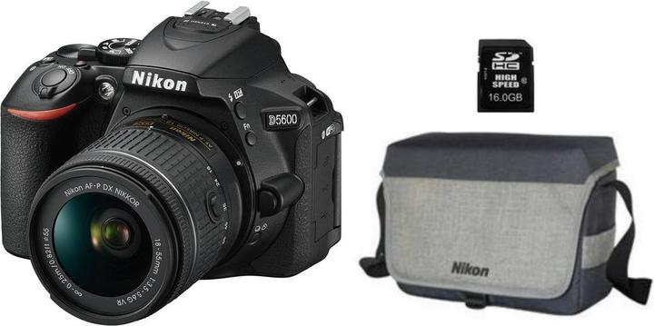 Produktbild Nikon D5600 Kit inkl. 16GB Speicherkarte und Tasche (24.20 Mpx, APS-C / DX)