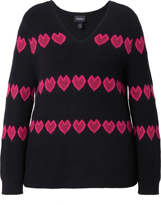 Produktbild Ulla Popken Pullover, Herzen, V-Ausschnitt, Langarm (50, 52)
