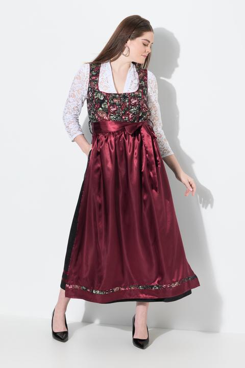 Immagine prodotto Ulla Popken Tradizionale abito smanicato Dirndl con fiori, grembiule di raso e scollo rettangolare (54)