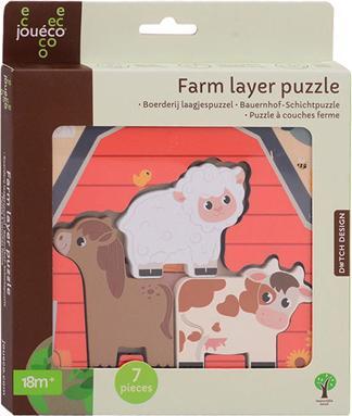 Productafbeelding Joeco Joueco houten gelaagde puzzel boerderij, 7 stukjes (7 onderdelen)