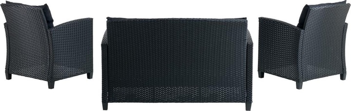 Produktbild JYSK MORA 3700023 4-Sitzer-Gartensofa-Set (Sofa + Tisch + 2 x Sessel) Schwarz