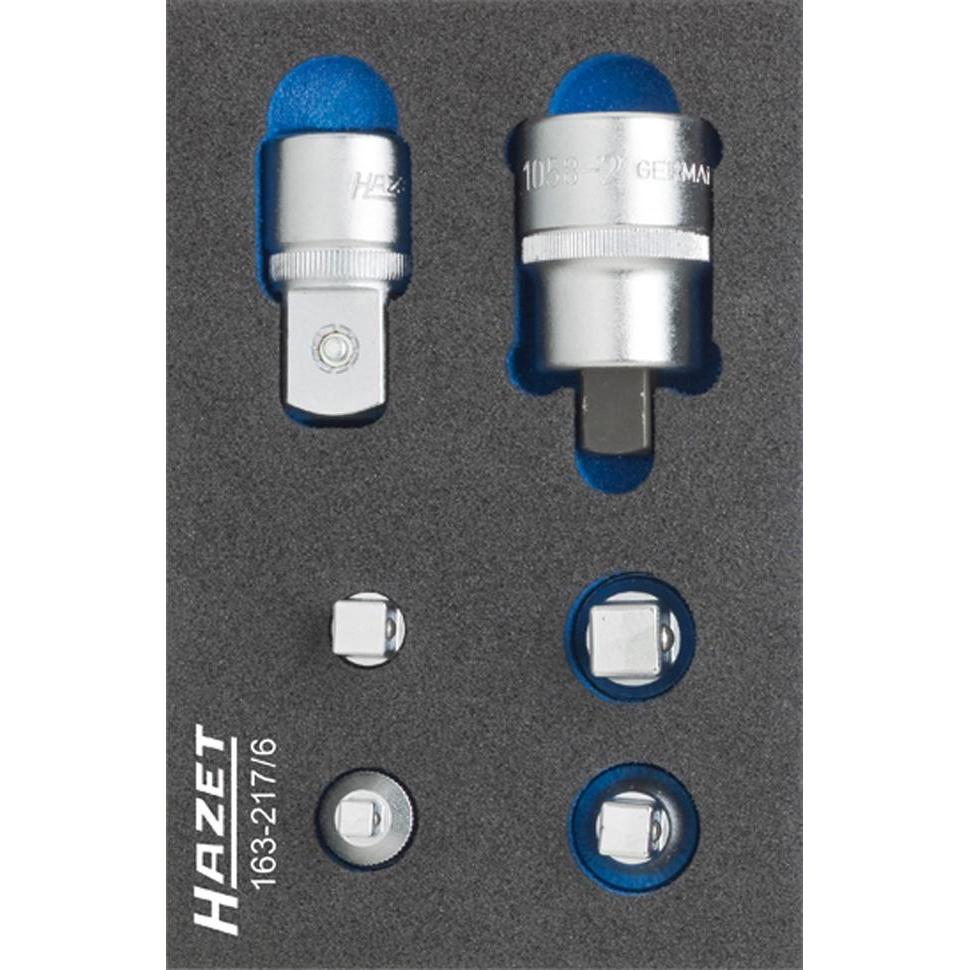 HAZET, Zubehör Werkzeugaufbewahrung, Adapter Satz 163-217/6 ∙ Vierkant6,3 mm (1/4 Zoll), Vierkant10 mm (3/8 Zoll), Vierk...