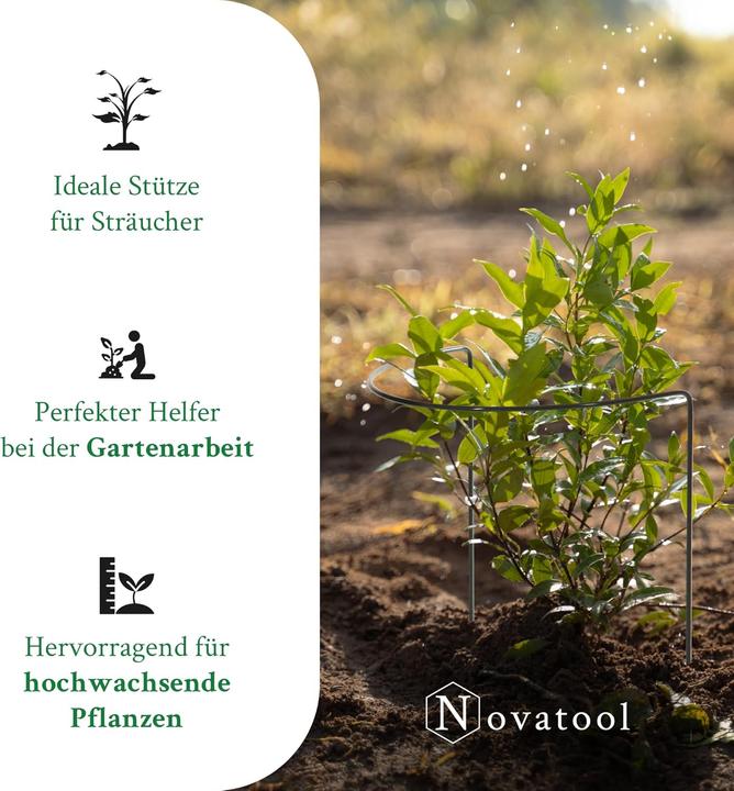 Produktbild Novatool 5 Strauchstützen halbrund grün 100x40x16 cm 5,5mm Ø Staudenhalter Blumenhalter (16 cm, 40 cm)